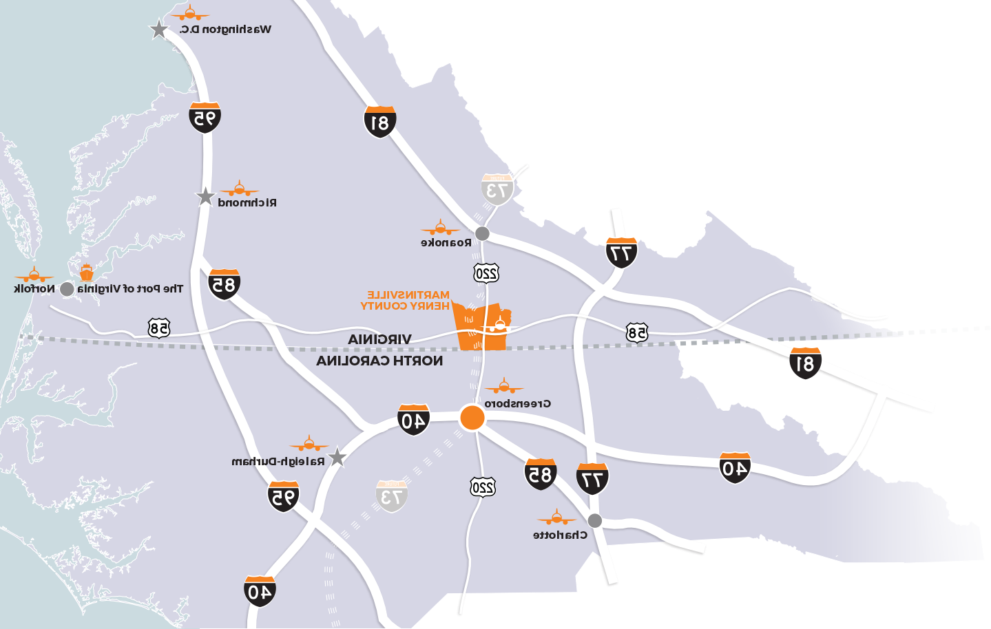map showing distance to greensboro